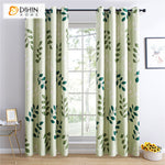 DIHINHOME Home Textile Pastoral Curtain DIHIN HOME Pastoral Printed Green Leaves,Blackout Grommet Window Curtain for Living Room,1 Panel