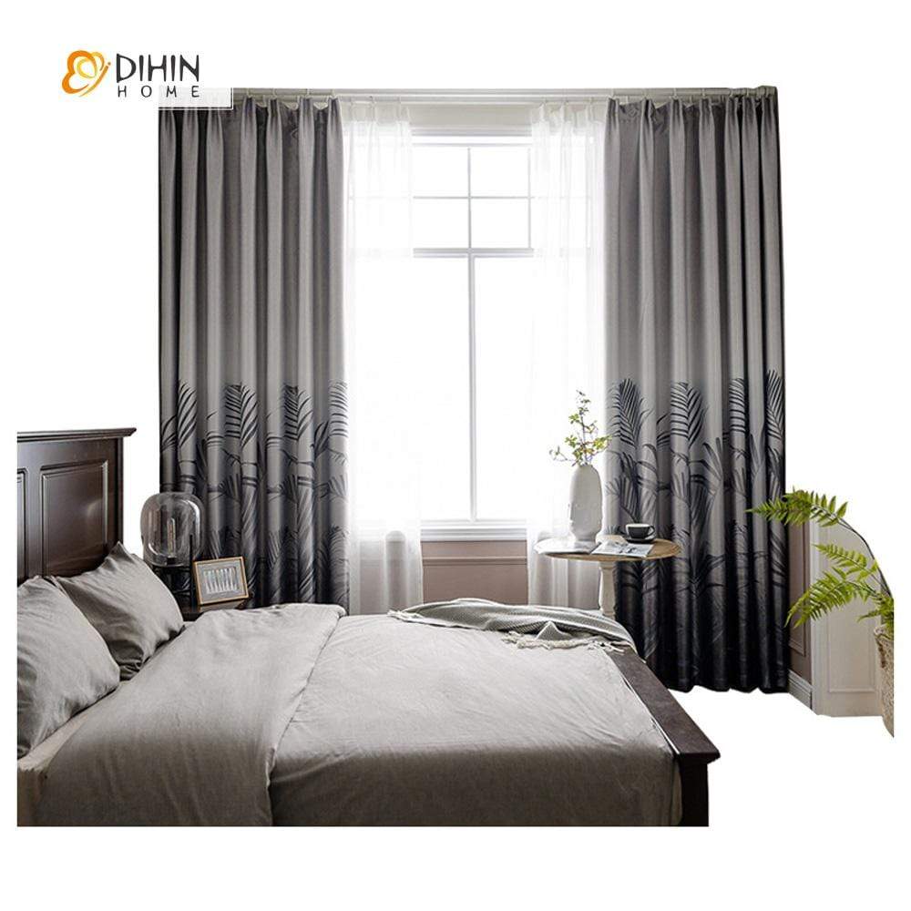 DIHINHOME Home Textile Pastoral Curtain DIHIN HOME Pastoral Printed Plant Curtains，Blackout Grommet Window Curtain for Living Room ,52x63-inch,1 Panel