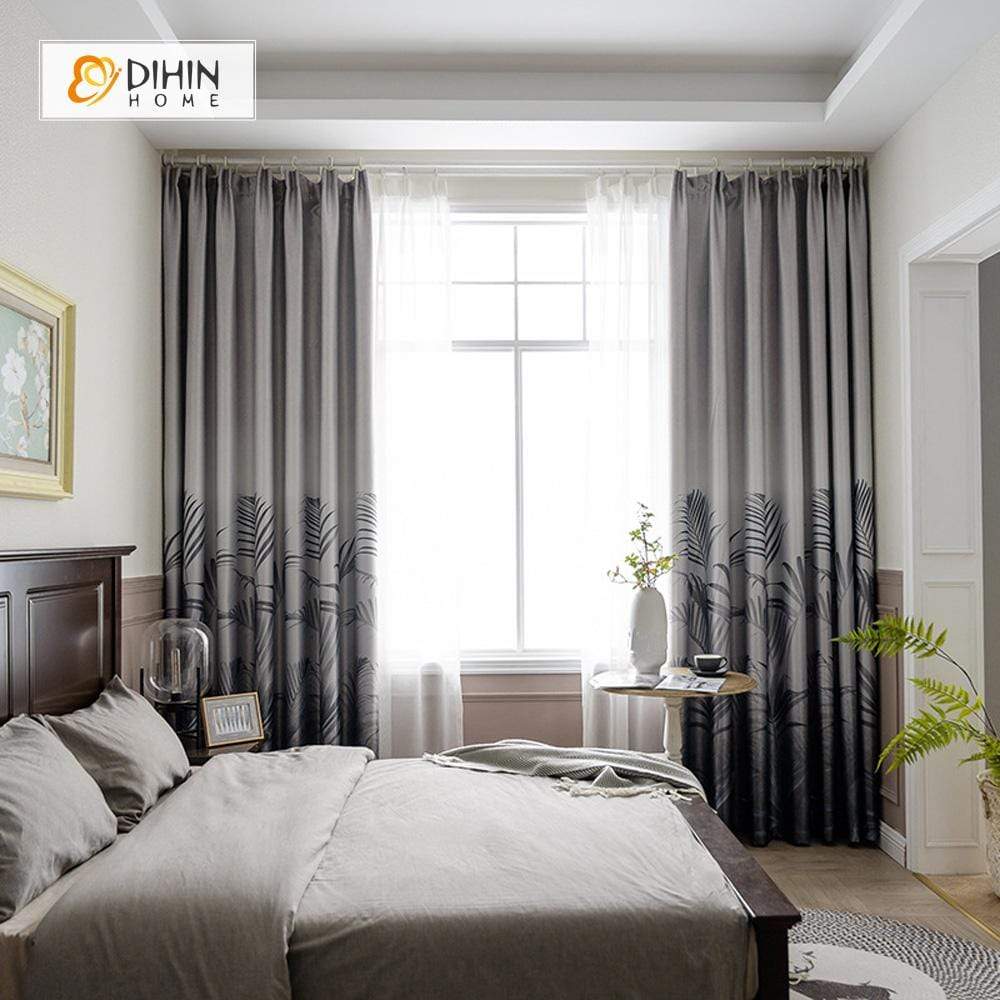 DIHINHOME Home Textile Pastoral Curtain DIHIN HOME Pastoral Printed Plant Curtains，Blackout Grommet Window Curtain for Living Room ,52x63-inch,1 Panel