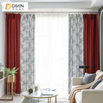 DIHINHOME Home Textile Pastoral Curtain DIHIN HOME Pastoral Printed Spliced Curtains，Blackout Grommet Window Curtain for Living Room ,52x63-inch,1 Panel