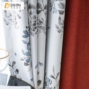 DIHINHOME Home Textile Pastoral Curtain DIHIN HOME Pastoral Printed Spliced Curtains，Blackout Grommet Window Curtain for Living Room ,52x63-inch,1 Panel