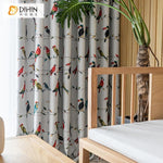 DIHIN HOME Pastoral Printing Birds Blackout Curtains ,Blackout Grommet Window Curtain for Living Room ,52x63-inch,1 Panel