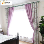 DIHINHOME Home Textile Pastoral Curtain DIHIN HOME Pastoral Purple Spliced Curtains，Blackout Grommet Window Curtain for Living Room ,52x63-inch,1 Panel