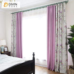 DIHINHOME Home Textile Pastoral Curtain DIHIN HOME Pastoral Purple Spliced Curtains，Blackout Grommet Window Curtain for Living Room ,52x63-inch,1 Panel