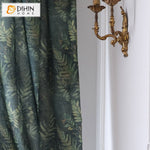 DIHINHOME Home Textile Pastoral Curtain DIHIN HOME Pastoral Retro Dark Green Leaves Printed,Blackout Grommet Window Curtain for Living Room ,52x63-inch,1 Panel