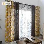 DIHINHOME Home Textile Pastoral Curtain DIHIN HOME Pastoral Retro Flowers Spliced Curtains，Blackout Grommet Window Curtain for Living Room ,52x63-inch,1 Panel