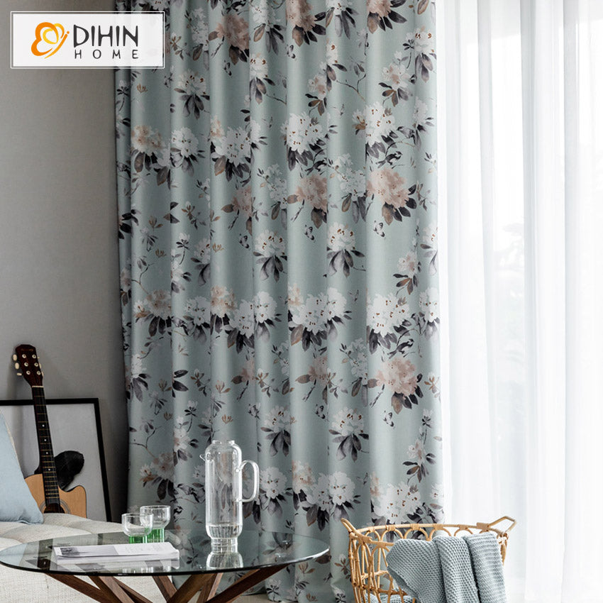 DIHINHOME Home Textile Pastoral Curtain DIHIN HOME Pastoral Retro High-precision Printed,Blackout Grommet Window Curtain for Living Room,1 Panel
