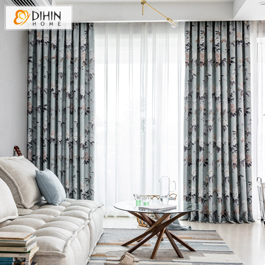 DIHINHOME Home Textile Pastoral Curtain DIHIN HOME Pastoral Retro High-precision Printed,Blackout Grommet Window Curtain for Living Room,1 Panel