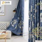 DIHINHOME Home Textile Pastoral Curtain DIHIN HOME Pastoral Retro Leaves Printed Curtain ,Cotton Linen ,Blackout Grommet Window Curtain for Living Room ,52x63-inch,1 Panel