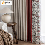 DIHINHOME Home Textile Pastoral Curtain DIHIN HOME Pastoral Thickening Jacquard,Blackout Grommet Window Curtain for Living Room ,52x63-inch,1 Panel