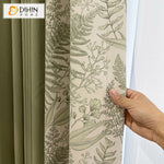 DIHINHOME Home Textile Pastoral Curtain DIHIN HOME Pastoral Thickening Leaves Printed,Blackout Grommet Window Curtain for Living Room ,52x63-inch,1 Panel