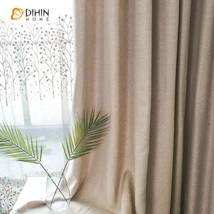 DIHINHOME Home Textile Pastoral Curtain DIHIN HOME Pastoral Tree Embroidered Curtains,Blackout Grommet Window Curtain for Living Room ,52x63-inch,1 Panel
