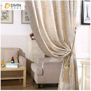 DIHINHOME Home Textile Pastoral Curtain DIHIN HOME Pastoral Tree Jacquard Curtain ,Blackout Grommet Window Curtain for Living Room ,52x63-inch,1 Panel