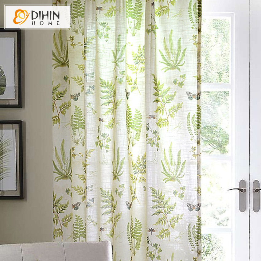 DIHINHOME Home Textile Pastoral Curtain DIHIN HOME Pastoral Water Grass Printed Blackout Grommet Window Curtain for Living Room ,52x63-inch,1 Panel