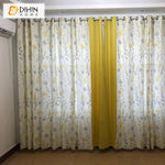 DIHINHOME Home Textile Pastoral Curtain DIHIN HOME Pastoral Yellow Color Natural Floral Curtains,Blackout Grommet Window Curtain for Living Room ,52x63-inch,1 Panel