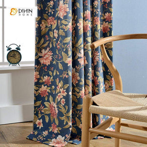DIHINHOME Home Textile Pastoral Curtain DIHIN HOME Printed Forest Curtain ,Cotton Linen ,Blackout Grommet Window Curtain for Living Room ,52x63-inch,1 Panel