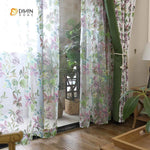 DIHINHOME Home Textile Pastoral Curtain DIHIN HOME Purple Flower and Branch Printed，Blackout Grommet Window Curtain for Living Room ,52x63-inch,1 Panel