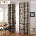 DIHINHOME Home Textile Pastoral Curtain DIHIN HOME Red Flowers Yellow Birds Printed,Blackout Grommet Window Curtain for Living Room ,52x63-inch,1 Panel