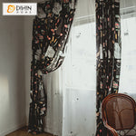 DIHINHOME Home Textile Pastoral Curtain DIHIN HOME Retro Garden Swan Printed Curtains,Blackout Grommet Window Curtain for Living Room ,52x63-inch,1 Panel