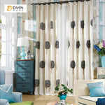 DIHINHOME Home Textile Pastoral Curtain DIHIN HOME  Round Trees Embroidered ,Cotton Linen ,Blackout Grommet Window Curtain for Living Room ,52x63-inch,1 Panel