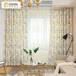 DIHINHOME Home Textile Pastoral Curtain DIHIN HOME Simple Yellow Flowers Grey Leaves Printed,Blackout Grommet Window Curtain for Living Room ,52x63-inch,1 Panel