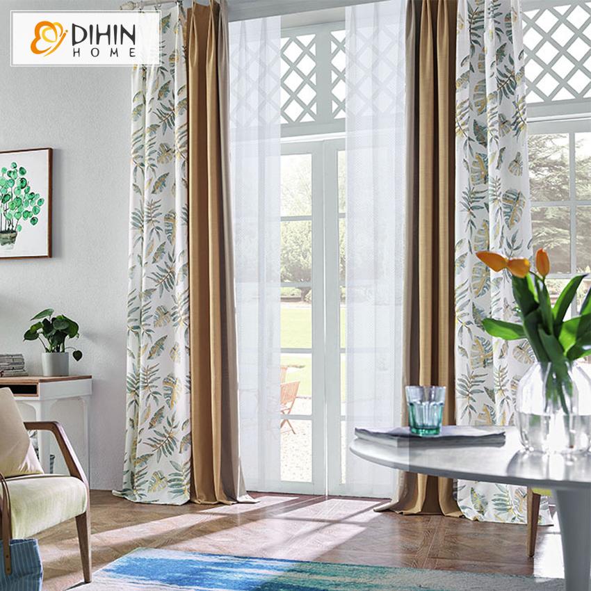 DIHIN HOME Tropical Banana Leaf,Blackout Grommet Window Curtain for Living Room ,52x63-inch,1 Panel