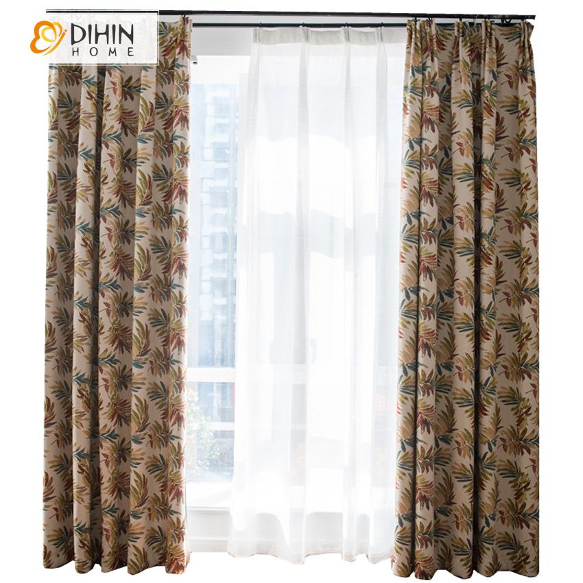 DIHIN HOME Tropical Banana Leaves,Blackout Curtains Grommet Window Curtain for Living Room ,52x63-inch,1 Panel