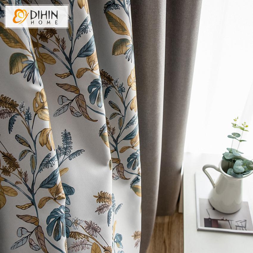 DIHIN HOME Tropical Forest Banana Leaves Printed,Blackout Curtains Grommet Window Curtain for Living Room ,52x63-inch,1 Panel