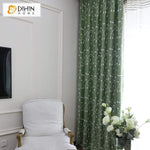 DIHINHOME Home Textile Pastoral Curtain DIHIN HOME White Leaves Embroidered Green Curtain,Blackout Grommet Window Curtain for Living Room ,52x63-inch,1 Panel