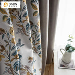 DIHINHOME Home Textile Pastoral Curtain DIHIN HOME Yellow and Blue Leaves Printed,Blackout Grommet Window Curtain for Living Room ,52x63-inch,1 Panel