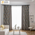 DIHINHOME Home Textile Pastoral Curtain DIHIN HOME Yellow and Blue Leaves Printed,Blackout Grommet Window Curtain for Living Room ,52x63-inch,1 Panel