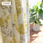 DIHINHOME Home Textile Pastoral Curtain DIHIN HOME Yellow Flowers Printed ,Cotton Linen ,Blackout Grommet Window Curtain for Living Room ,52x63-inch,1 Panel