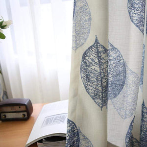 DIHINHOME Home Textile Pastoral Curtain Garden Leaf Pattern Cotton Linen Custom Made Blackout Curtains Window Treatment