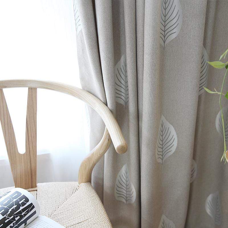DIHINHOME Home Textile Pastoral Curtain Garden Leaves Printed Blackout Curtains Window Drapes For Living Room