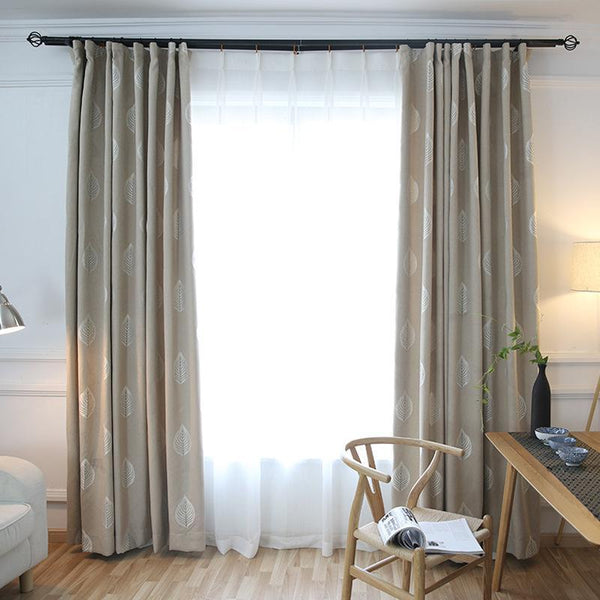 Garden Leaves Printed Blackout Curtains Window Drapes For Living Room