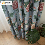 DIHINHOME Home Textile Pastoral Curtains DIHIN HOME Pastoral American Cotton Linen Flowers Printed,Blackout Grommet Window Curtain for Living Room ,52x63-inch,1 Panel