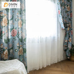 DIHINHOME Home Textile Pastoral Curtains DIHIN HOME Pastoral American Cotton Linen Flowers Printed,Blackout Grommet Window Curtain for Living Room ,52x63-inch,1 Panel