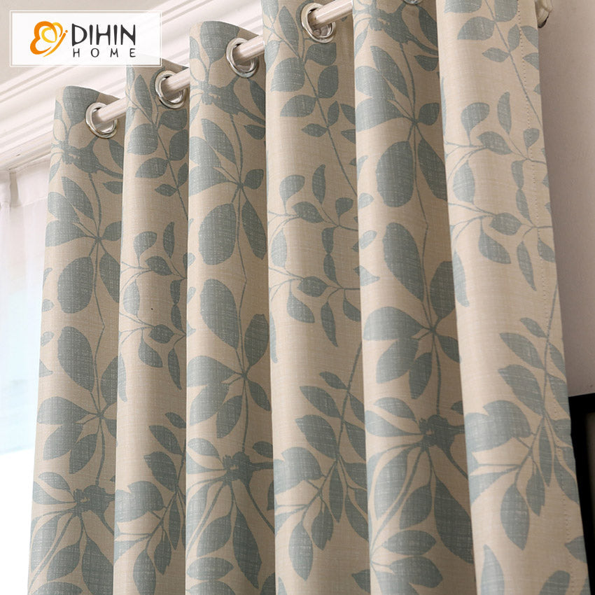 DIHINHOME Home Textile Pastoral Curtains DIHIN HOME Pastoral Leaves Printed,Blackout Grommet Window Curtain for Living Room ,52x63-inch,1 Panel