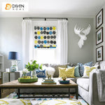 DIHIN HOME Abstract Circle Printed Roman Shades ,Easy Install Washable Curtains ,Customized Window Curtain Drape, 24"W X 64"H