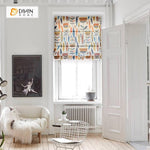 DIHINHOME Home Textile Roman Blind DIHIN HOME Abstract Plant Printed Roman Shades ,Easy Install Washable Curtains ,Customized Window Curtain Drape, 24"W X 64"H