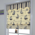 DIHINHOME Home Textile Roman Blind DIHIN HOME Blue Sailboat Printed Roman Shades ,Easy Install Washable Curtains ,Customized Window Curtain Drape, 24"W X 64"H