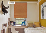 DIHINHOME Home Textile Roman Blind DIHIN HOME Brown Printed Roman Shades ,Easy Install Washable Curtains ,Customized Window Curtain Drape, 24"W X 64"H