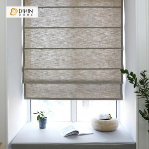 DIHINHOME Home Textile Roman Blind DIHIN HOME Brown Translucent Printed Roman Shades ,Easy Install Washable Curtains ,Customized Window Curtain Drape, 24"W X 64"H