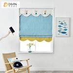 DIHINHOME Home Textile Roman Blind DIHIN HOME Cartoon Light Blue Bear Printed Roman Shades ,Easy Install Washable Curtains ,Customized Window Curtain Drape, 24"W X 64"H
