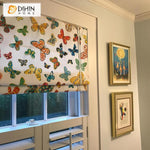 DIHINHOME Home Textile Roman Blind DIHIN HOME Colorful Butterflies Printed Roman Shades ,Easy Install Washable Curtains ,Customized Window Curtain Drape, 24"W X 64"