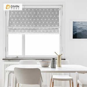 DIHINHOME Home Textile Roman Blind DIHIN HOME Complex Lines Printed Roman Shades ,Easy Install Washable Curtains ,Customized Window Curtain Drape, 24"W X 64"H