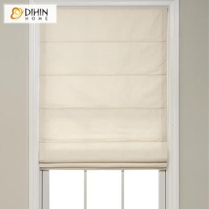 DIHINHOME Home Textile Roman Blind DIHIN HOME Elegant Solid Beige Printed Roman Shades ,Easy Install Washable Curtains ,Customized Window Curtain Drape, 24"W X 64"