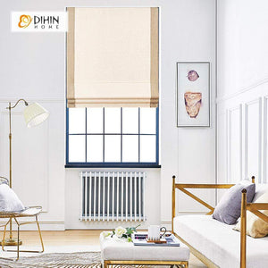 DIHINHOME Home Textile Roman Blind DIHIN HOME Exquisite Beige Printed Roman Shades ,Easy Install Washable Curtains ,Customized Window Curtain Drape, 24"W X 64"H