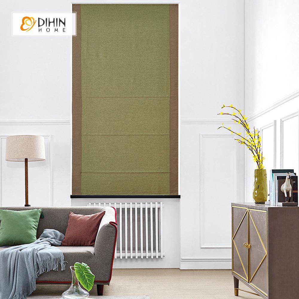 DIHINHOME Home Textile Roman Blind DIHIN HOME Exquisite Green Printed Roman Shades ,Easy Install Washable Curtains ,Customized Window Curtain Drape, 24"W X 64"H