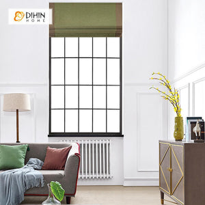 DIHINHOME Home Textile Roman Blind DIHIN HOME Exquisite Green Printed Roman Shades ,Easy Install Washable Curtains ,Customized Window Curtain Drape, 24"W X 64"H